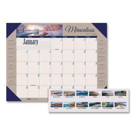 House of Doolittle - Earthscapes Recycled Monthly Desk Pad Calendar Motivational Photos 22 x 17 Blue Binding Corners 12 Month Jan Dec 2026