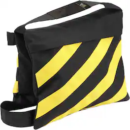 Lectronify - 20 lb Filled Caution Stripe Saddle Sandbag, Cordura Nylon Water-Resistant Counterweight with Double Zipper and Handles - Black