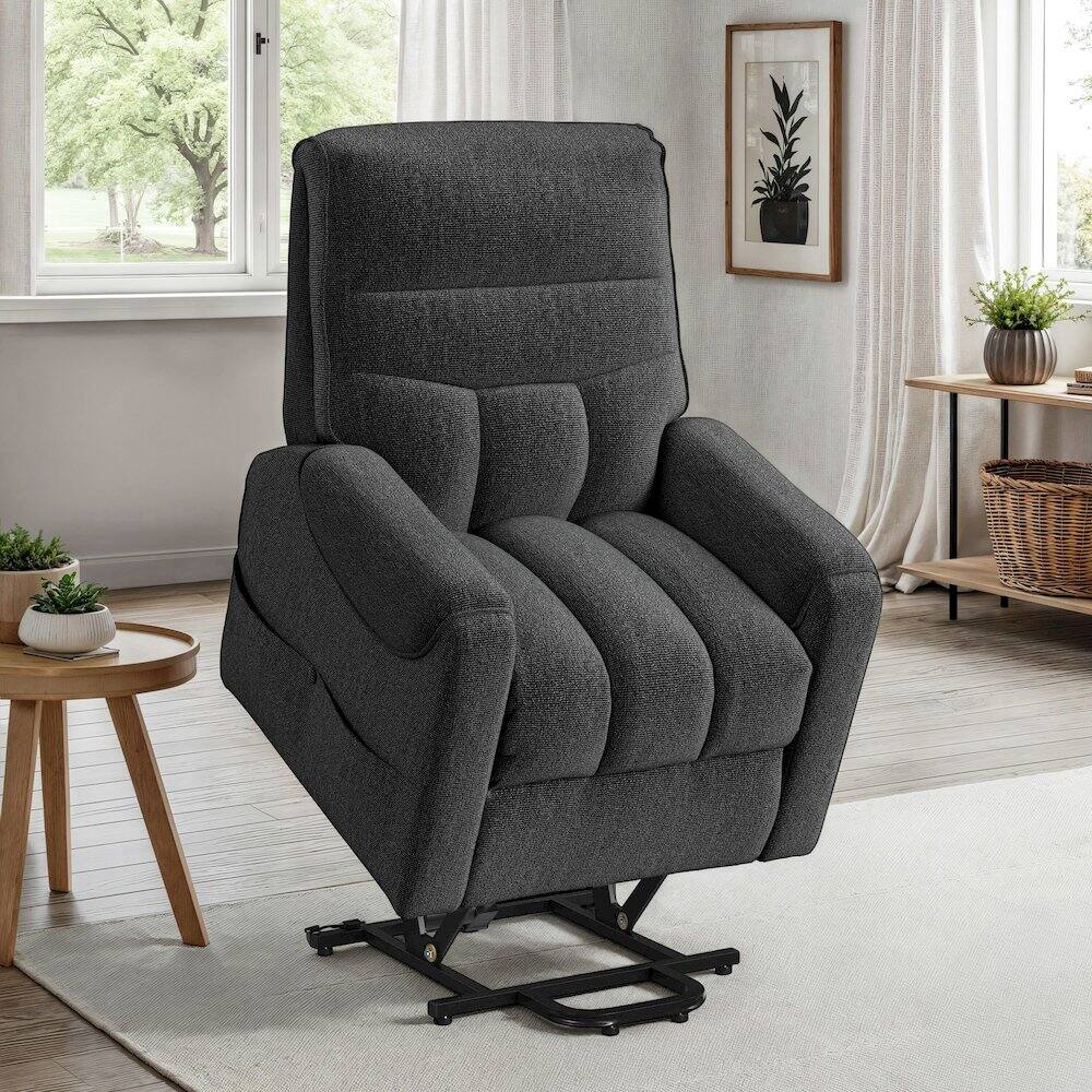 Alt View 6. Picket House Furnishings - Parker Power Lift Chair in Sahara Black - Black.