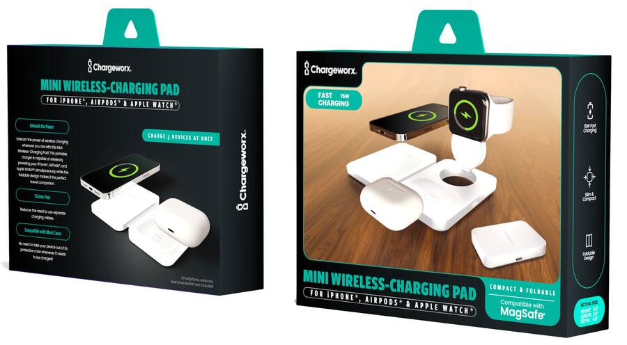 Chargeworx in Foldable Travel Charger for Apple Devices White