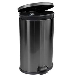 SIMPLYKLEEN - Kitchen 10.5 Gallon / 40 Liter Trash Can, Stainless Steel Oval Step Pedal Garbage Bin Soft Close Lid - Black
