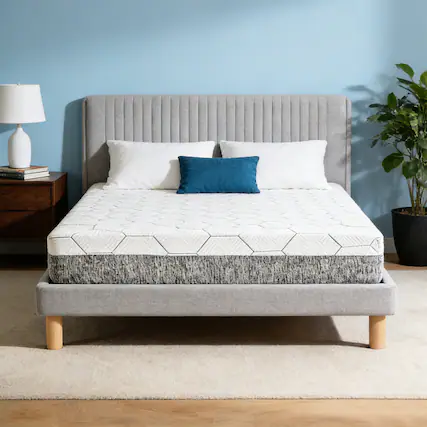 Front. Hunkstar - 12" Memory Foam Size Mattress-Made in Japan, Ultra-Breathable & Sterilizing, 7-Zone Pressure Relief, Medium Firm Support - QUEEN/White.