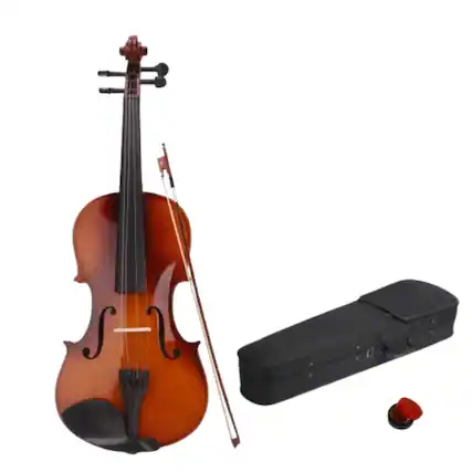 Front. Home Collection - 1/4 Size Student Acoustic Violin Fiddle with Case, Bow, and Rosin - Natural - Natural.