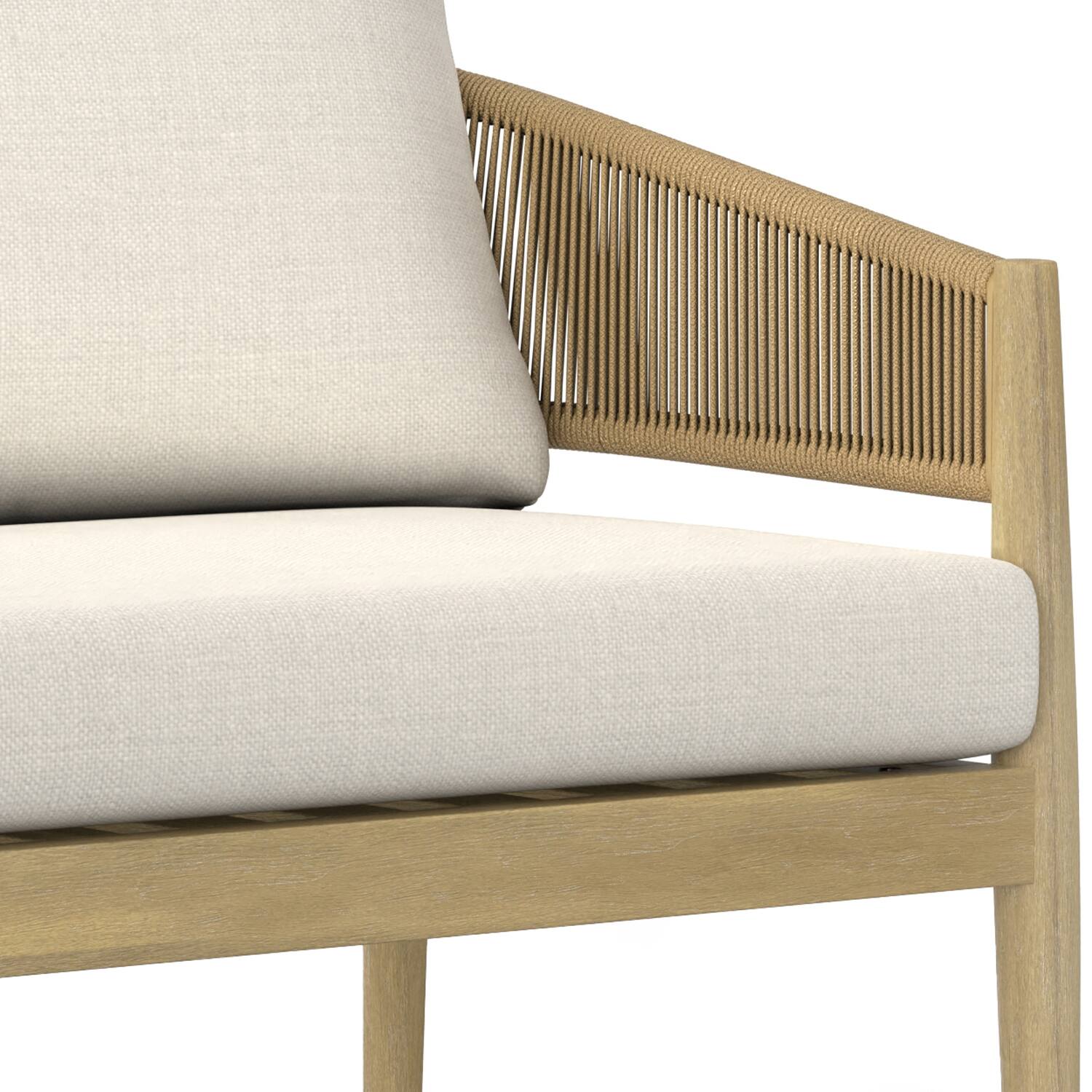 Alt View 8. Simpli Home - Bayshore 59 inch Wide Contemporary Outdoor Sofa in Polyester Fabric, Fully Assembled - Natural.