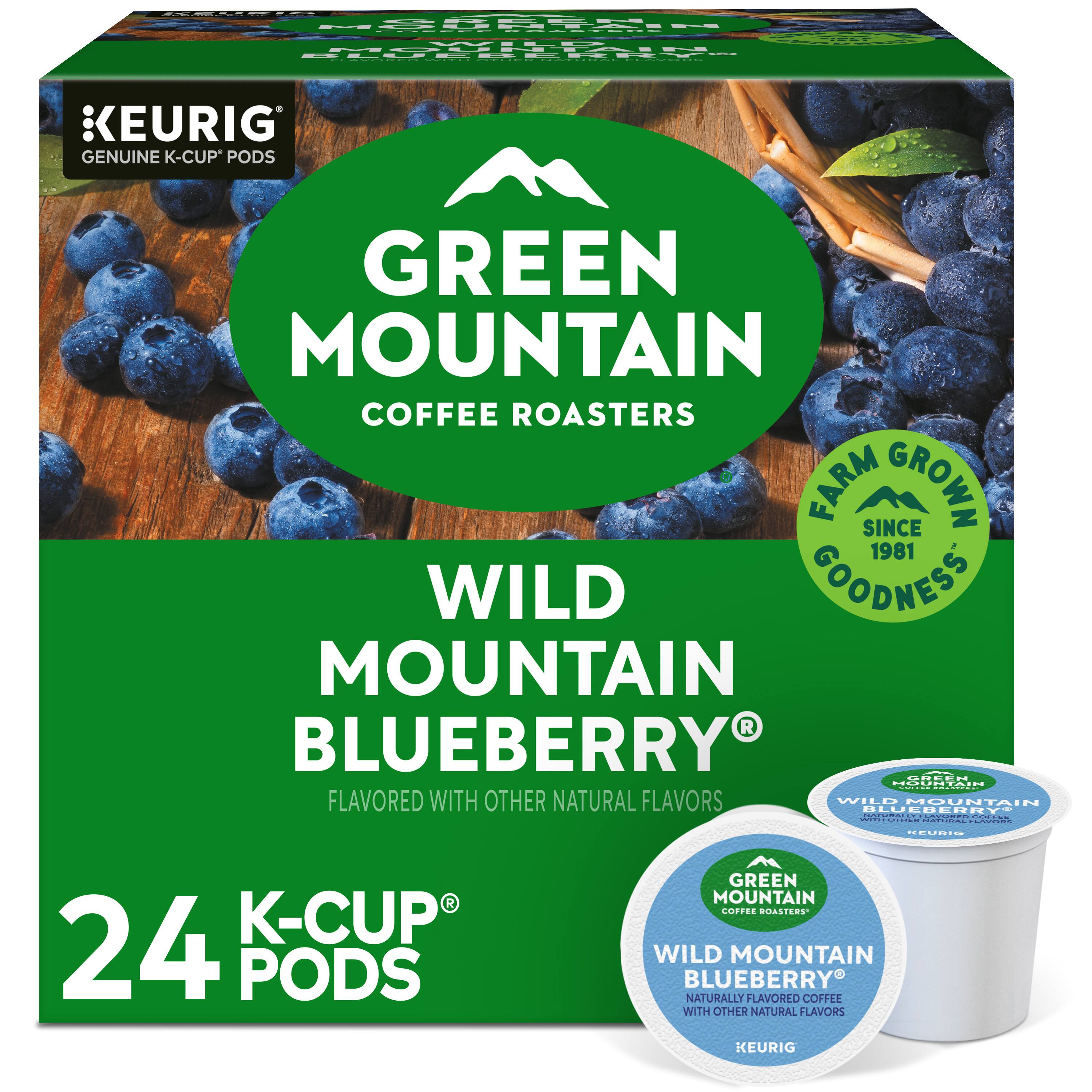 GREEN MOUNTAIN COFFEE ROASTERS  
WILD MOUNTAIN BLUEBERRY  
FLAVORED WITH OTHER NATURAL FLAVORS  
24 K-CUP PODS  
FARM GROWN SINCE 1981  
WILD GOODNESS