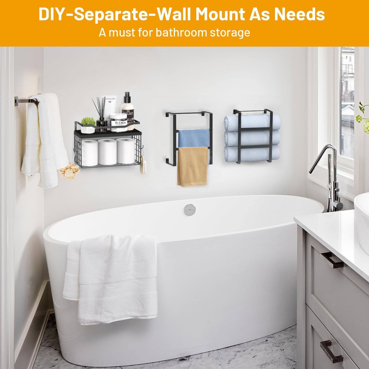 DIY-Separate-Wall Mount As Needs  
A must for bathroom storage