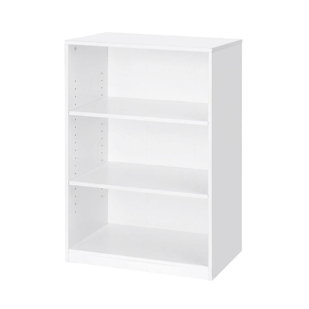 Alt View 1. FurniFact - White 3-Shelf Bookcase with Sturdy Construction and Modern Design - White.