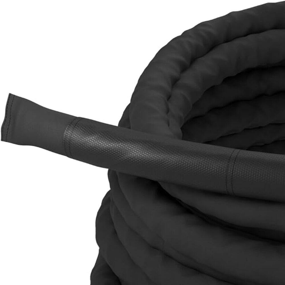 Angle. Power Systems - Power Systems Covered Battle Rope 1.5" x 30' with Protective Sleeve - Black.