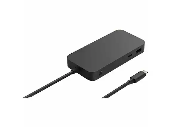 Front. Microsoft - Microsoft Surface USB4 Dock for Business, Black.