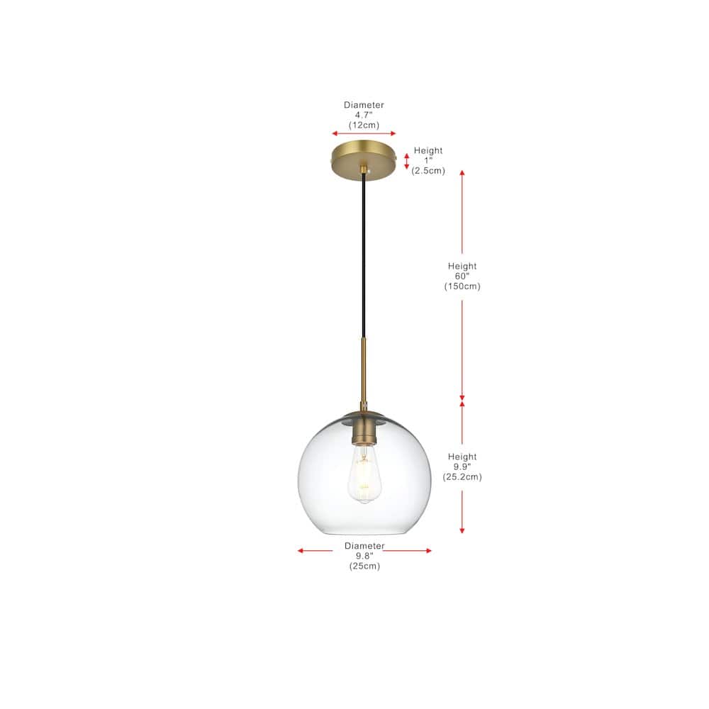 Living District - Baxter 10 Inch Pendant Clear Shade in Satin Gold - Satin Gold And Clear