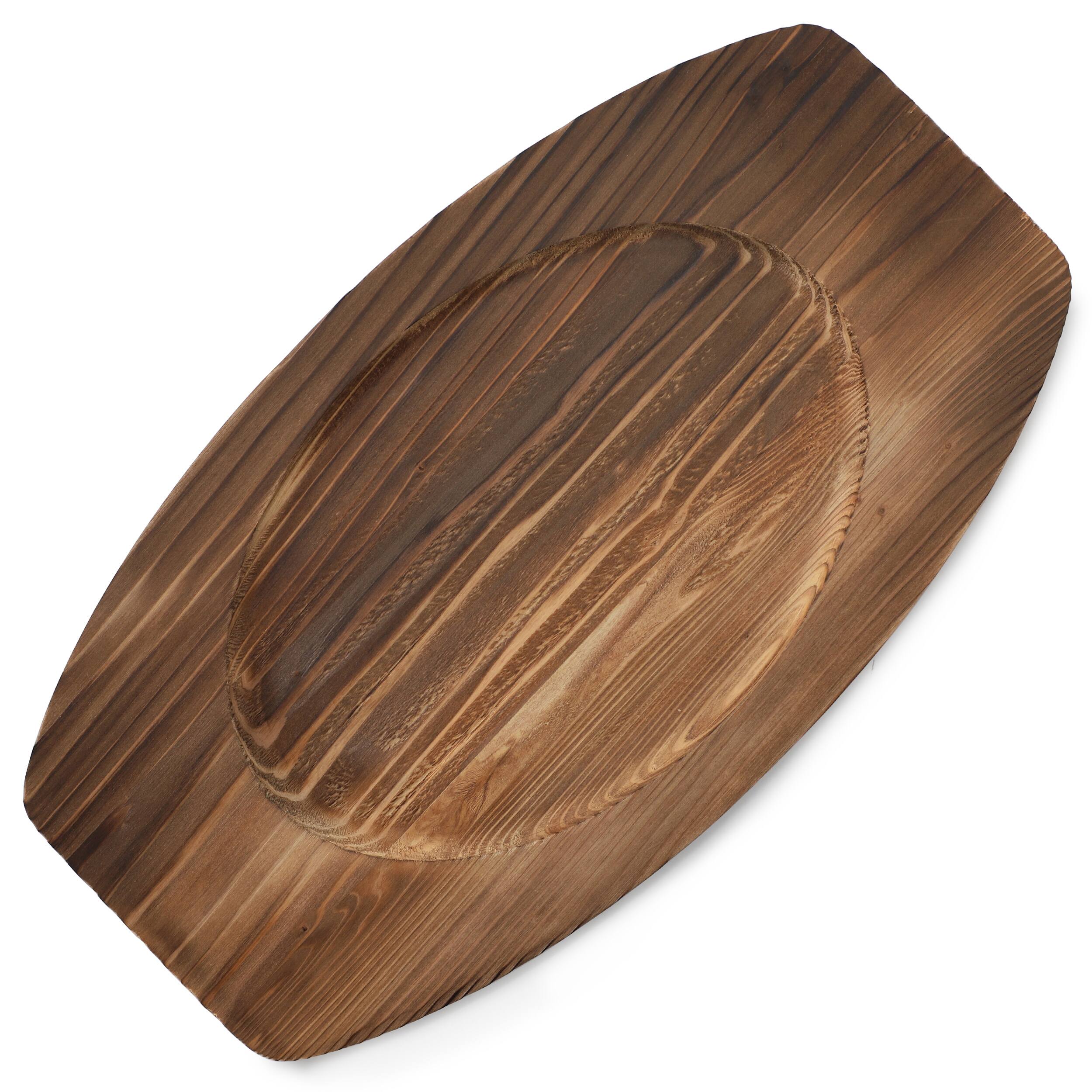 Alt View 2. MegaChef - MegaChef Mini Cast Iron Oval Pan with Wood Tray.