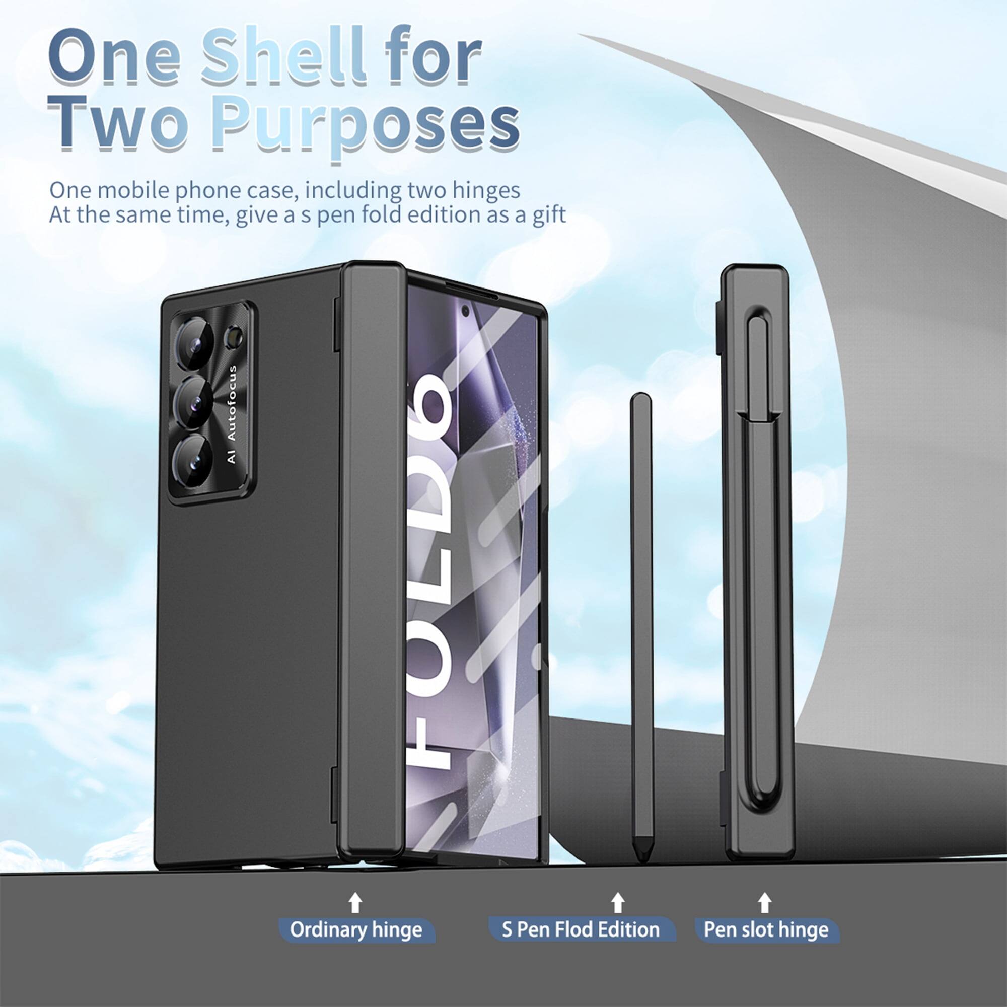 One Shell for Two Purposes

One mobile phone case, including two hinges. At the same time, give a S pen fold edition as a gift.

- Ordinary hinge
- S Pen Fold Edition
- Pen slot hinge