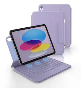 Dexnor - Keyboard Case for iPad (A16) 11th/10th Generation, Magnetic Folio Keyboard Trackpad Pencil Holder Backlit Rechargeable - Purple