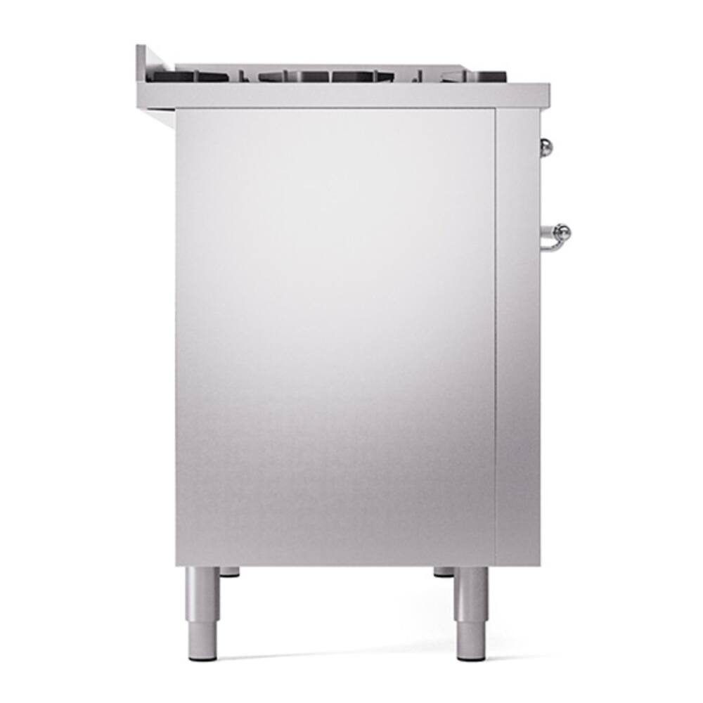 Alt View 10. ILVE - ILVE Nostalgie II Series 48 in. Dual Fuel Range with 8 Sealed Burners + Griddle (Liquid Propane, Chrome Trim) - Stainless Steel.