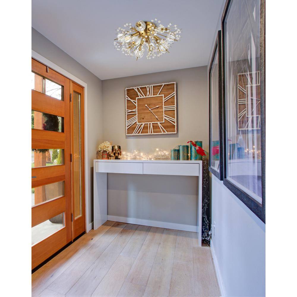 Angle. Elegant Lighting - Vera 19 Inch Crystal Starburst Wall Sconce In Gold - Gold.