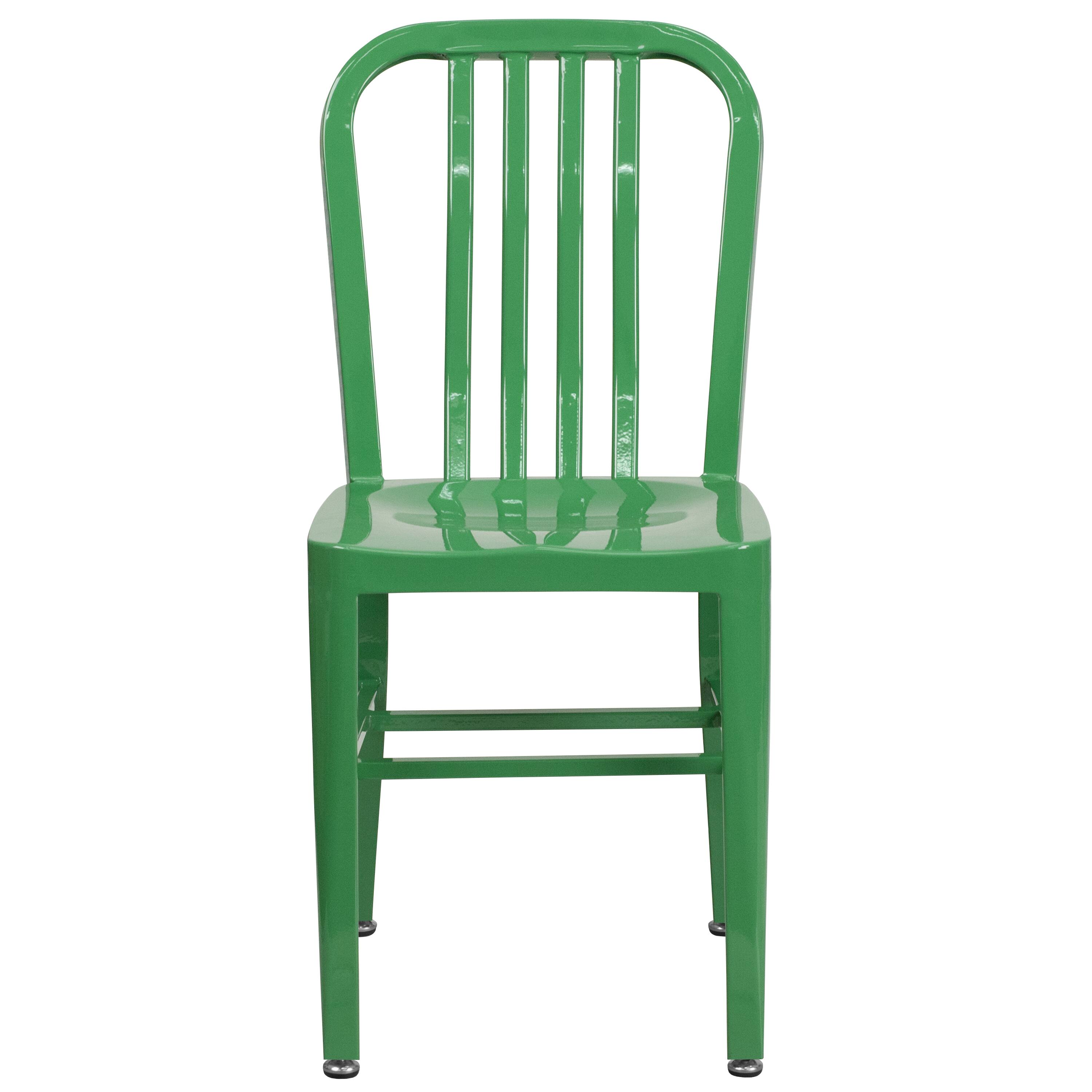 Alt View 7. Emma + Oliver - Commercial Grade Colorful Metal Indoor-Outdoor Chair - Green.