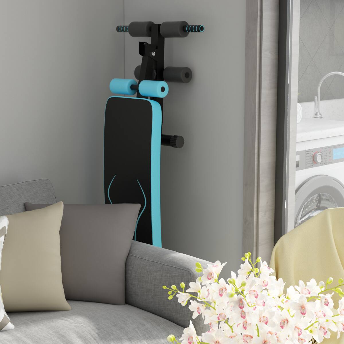 Alt View 17. Costway - Folding Weight Bench Adjustable Sit-up Board Workout Slant Bench - Blue.