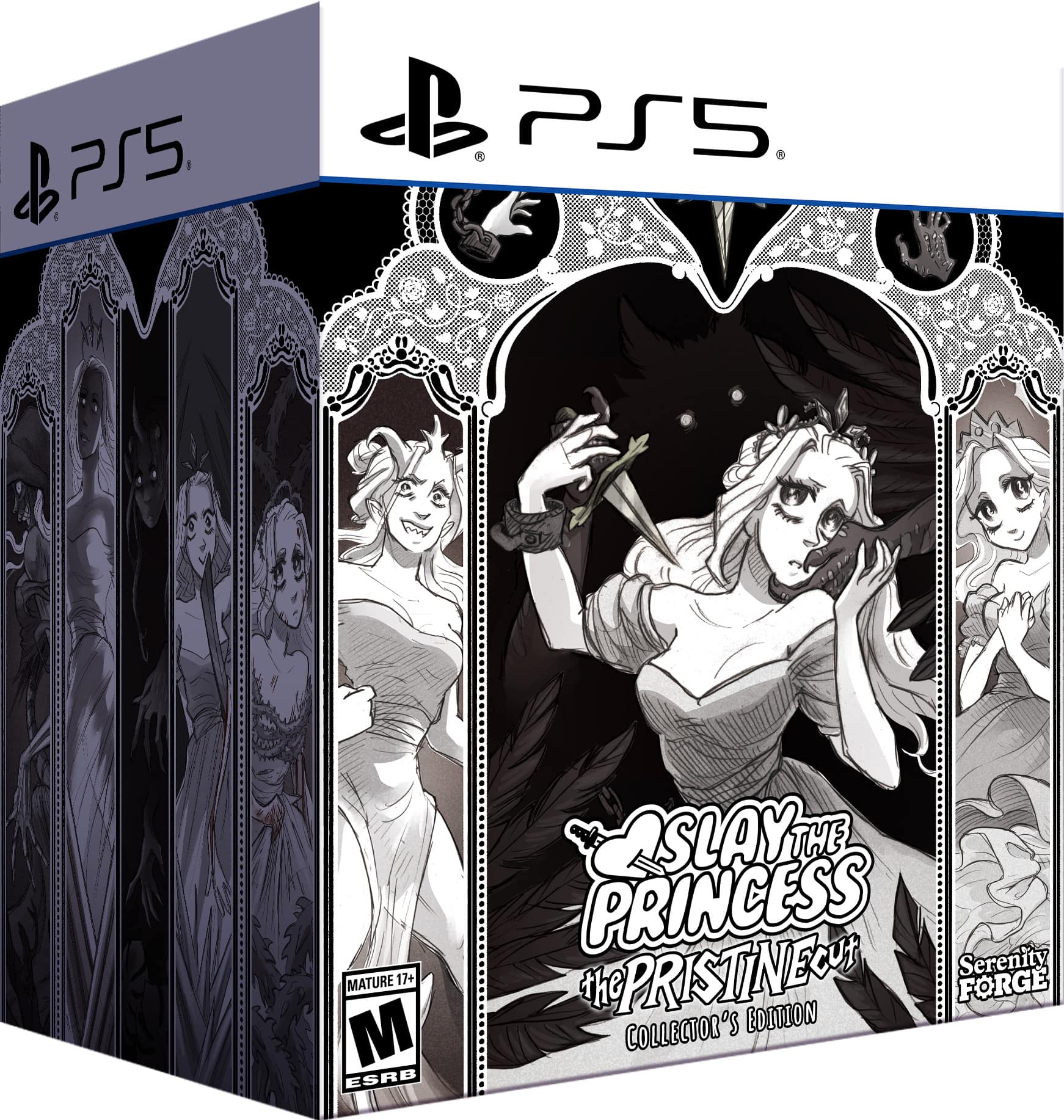 PS5 PS5. MATURE 17+ M ESRB SLAY THE PRINCESS PRINCESS PRINCESS: SERENITY THE FORGE COLLECTOR'S EDITION