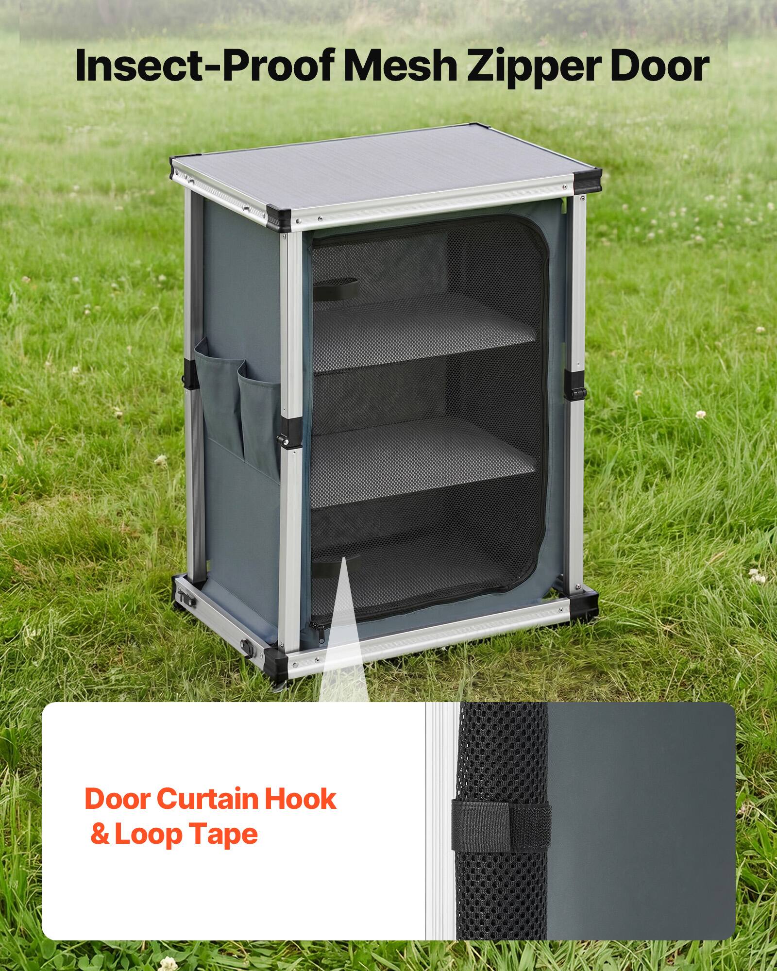 Insect-Proof Mesh Zipper Door  
Door Curtain Hook & Loop Tape