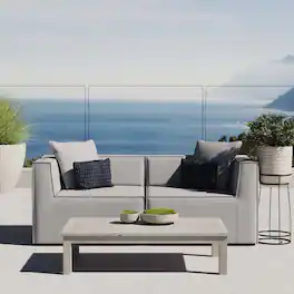 Saybrook 2-Piece Outdoor Patio Upholstered Sectional Sofa Loveseat by Modway - Gray