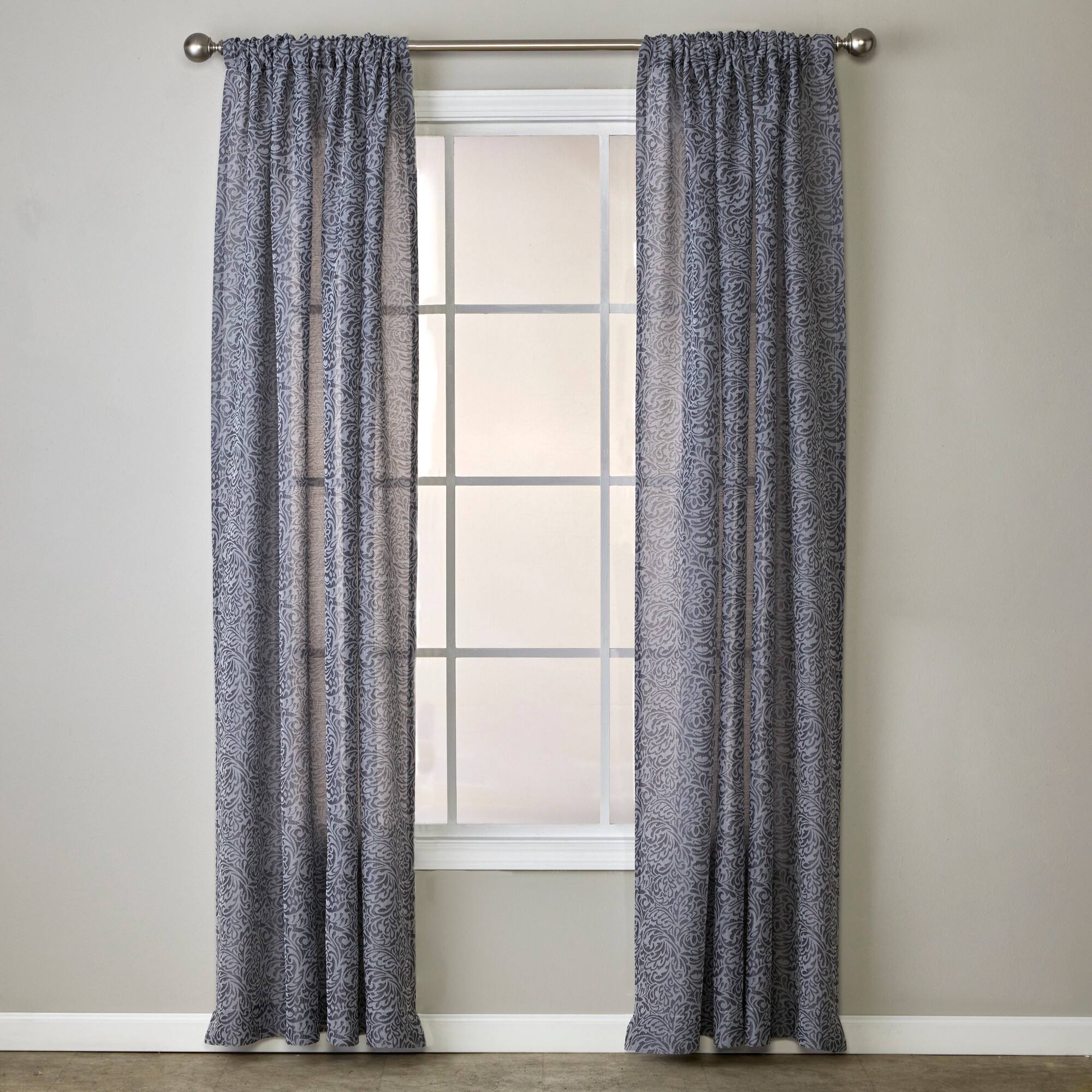 SKL Home - By Saturday Knight Ltd Soft Swirl Window Curtain Panel - 56" x 63" - Charcoal