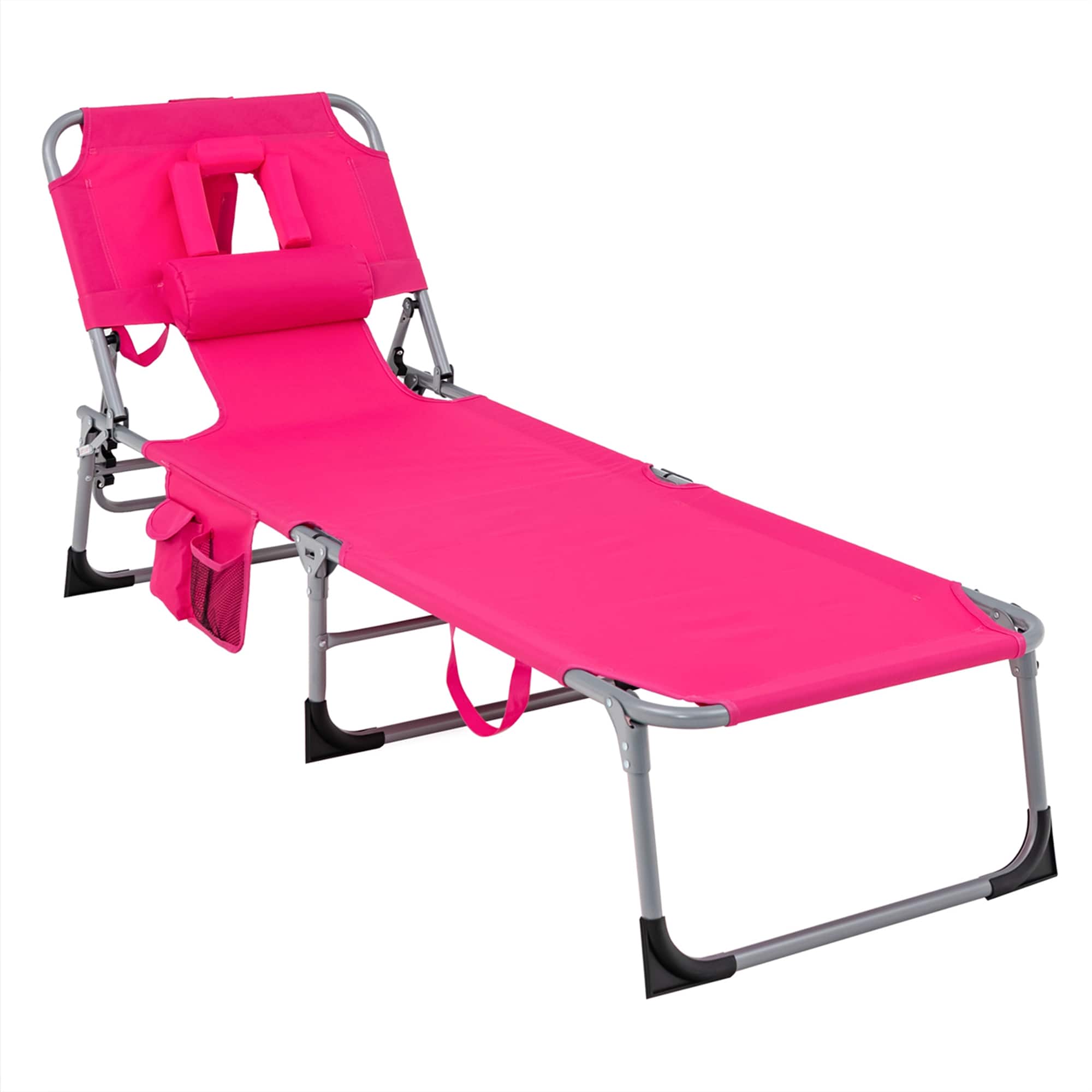 Costway - Outdoor Beach Lounge Chair Folding Chaise Lounge with Pillow - Pink price history on PriceWatchPro