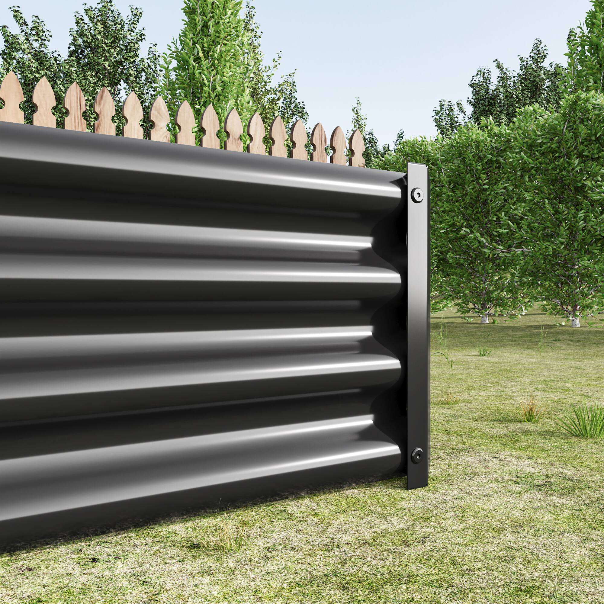 Alt View 8. PAIHOME - Heavy Duty Metal Raised Garden Bed, 6x3x1 FT Rectangle Outdoor Planter Box for Growing Vegetables Flowers Succulents - Black.