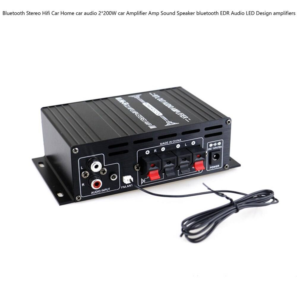 Bluetooth Stereo HiFi Car Home car audio 2*200W car Amplifier Amp Sound Speaker bluetooth EDR Audio LED Design amplifiers

MADE IN CHINA

AUDIO INPUT

FM ANT

POWER