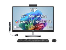 HP - Upgraded - 27" TouchScreen All-in-One FHD Display (Ryzen AI 7 350, 64GB, 4TB SSD, AMD Radeon, WiFi 6, Webcam, Win11P) w/USB Hub - Black