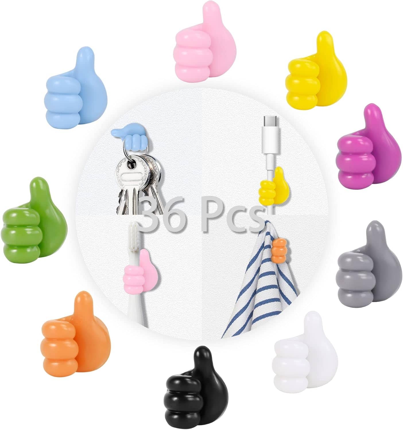 THIRSTY TURTLE - Silicone Thumb Hooks (36‑Pack) – Soft Silicone, Waterproof, 9‑Color
