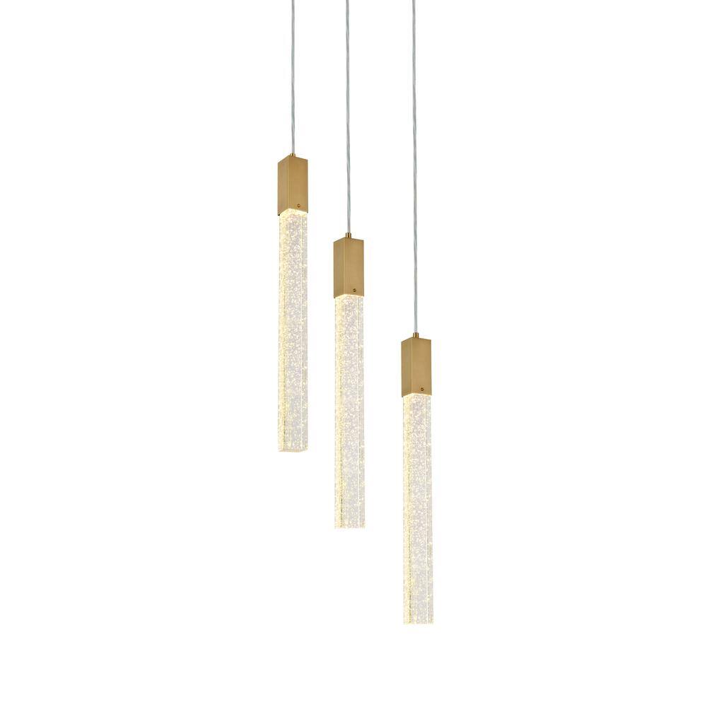 Angle. Elegant Lighting - Weston 3 lights pendant in satin gold - Satin Gold.