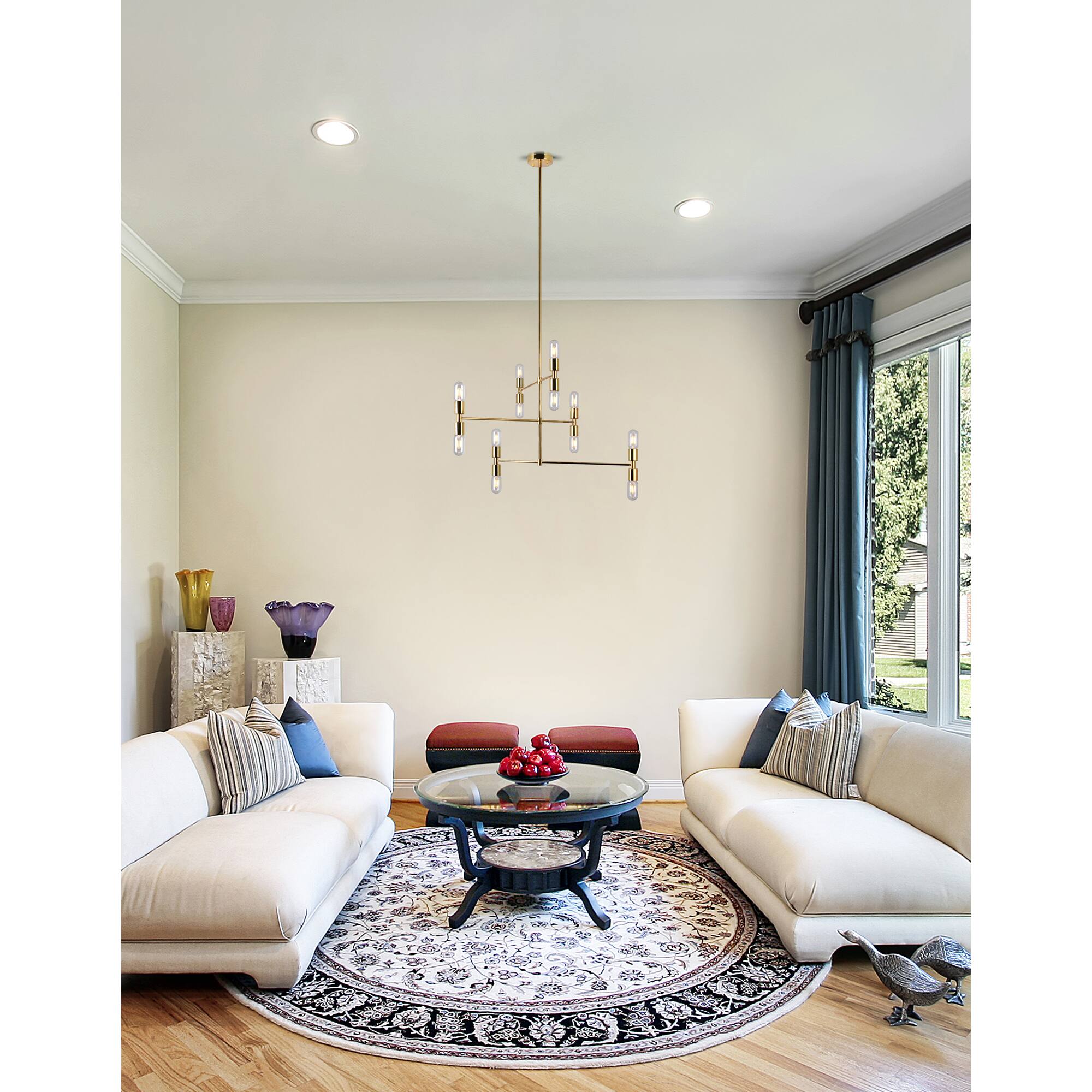 Angle. CWI Lighting - Hand Crank 12 Light Chandelier With Medallion Gold Finish - Medallion Gold.