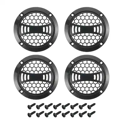 Front. Unique Bargains - 4pcs 2" Speaker Grill Mesh Plastic Woofer Guard Protector Plastic Frame with Screws for Home Audio Car Speaker - Black.