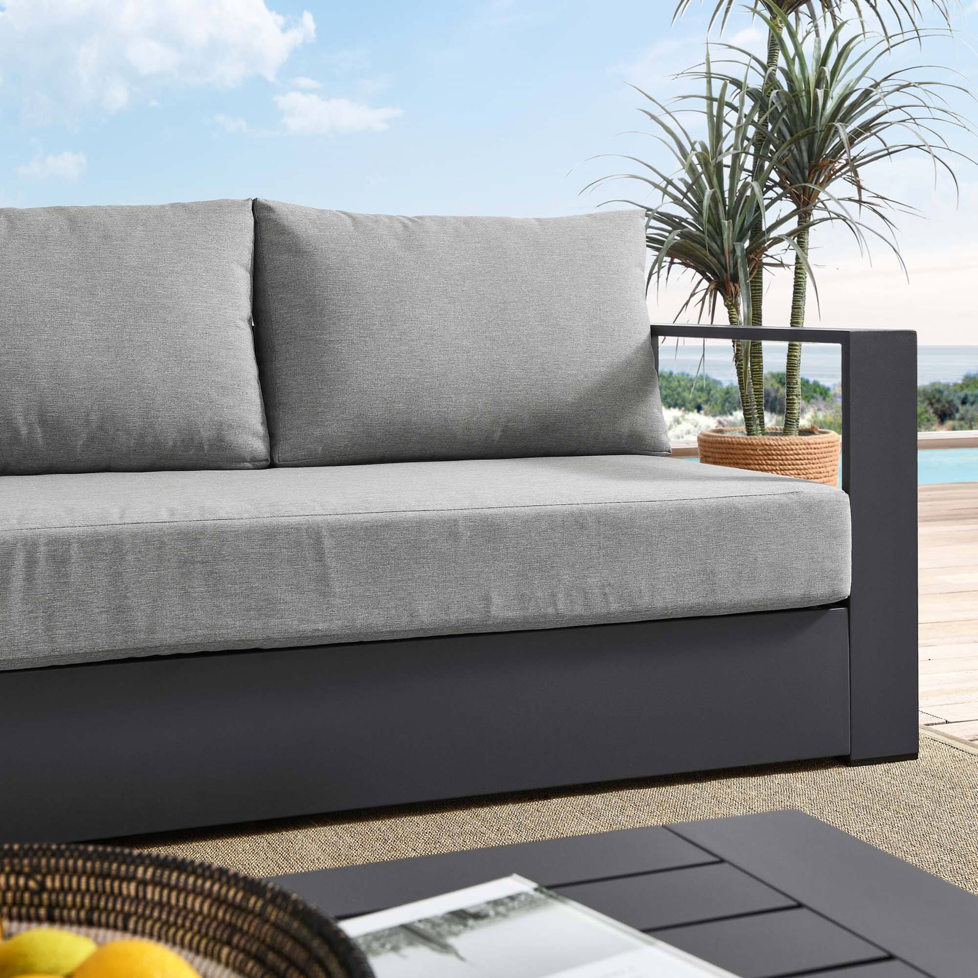 Back. Modway - Tahoe Outdoor Patio Powder-Coated Aluminum Sofa by Modway - Gray Gray.