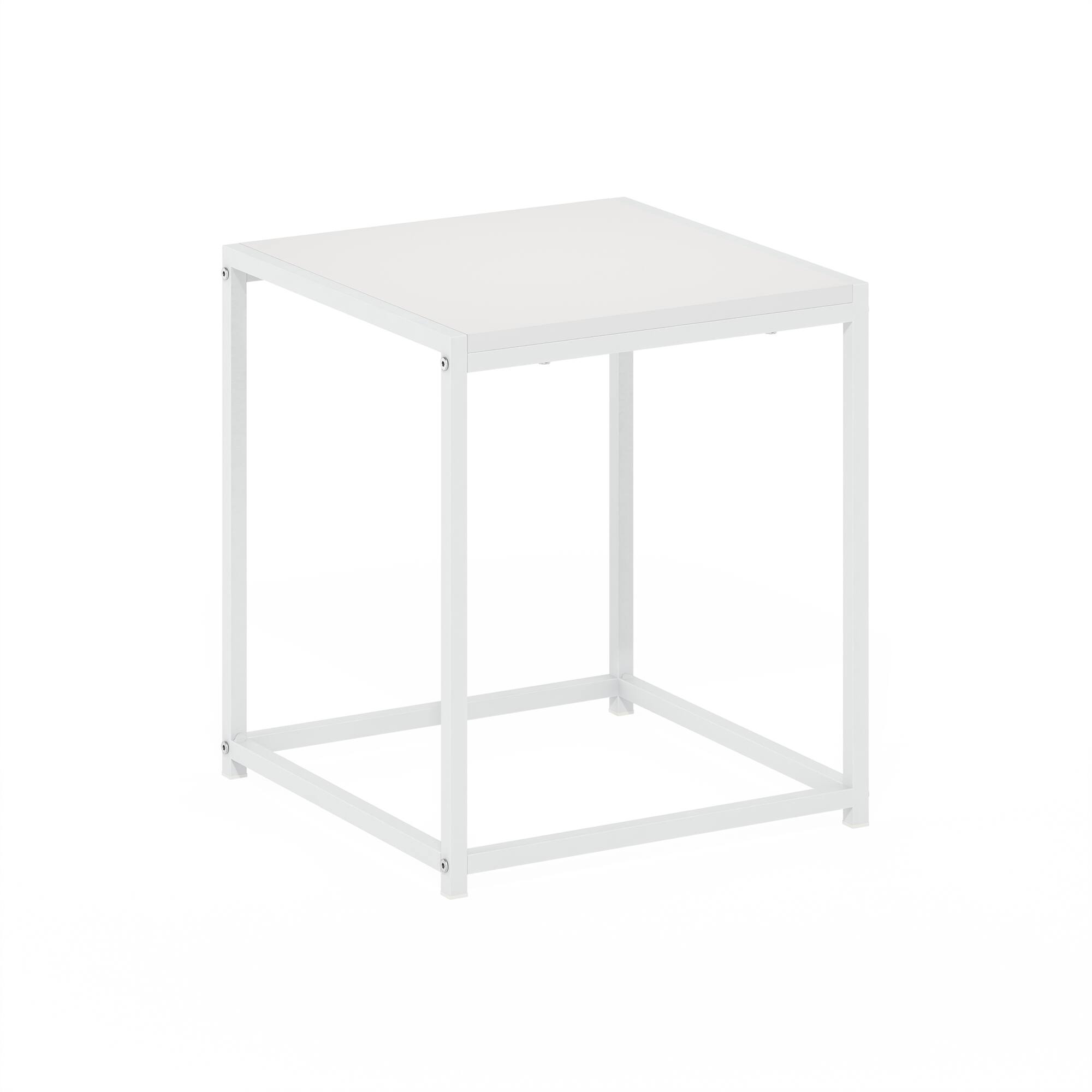 Alt View 4. Furinno - CAMNUS Night Stand, Metal Frame Nightstand, Toolless Side Table, End Table, Bedside Table - Solid White/White.
