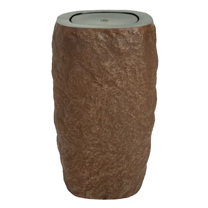Front. Sunnydaze - Cylinder Polystone Outdoor Bubble Fountain - Brown.