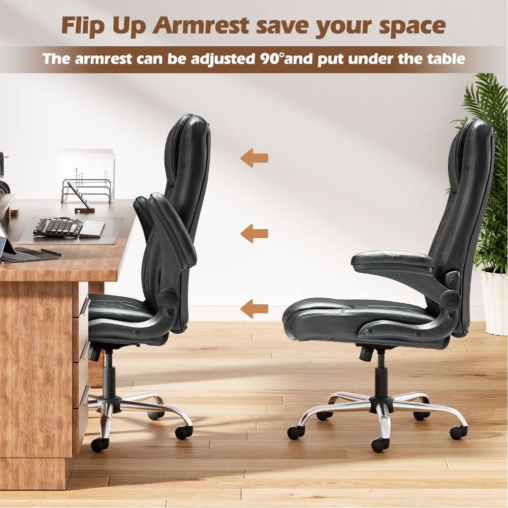 Flip Up Armrest save your space  
The armrest can be adjusted 90° and put under the table