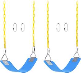 AGPtek - 2 Pack Swing Set Seat with 66" Anti-Rust Chains for Outdoors, Playground, Jungle & Gym - Blue