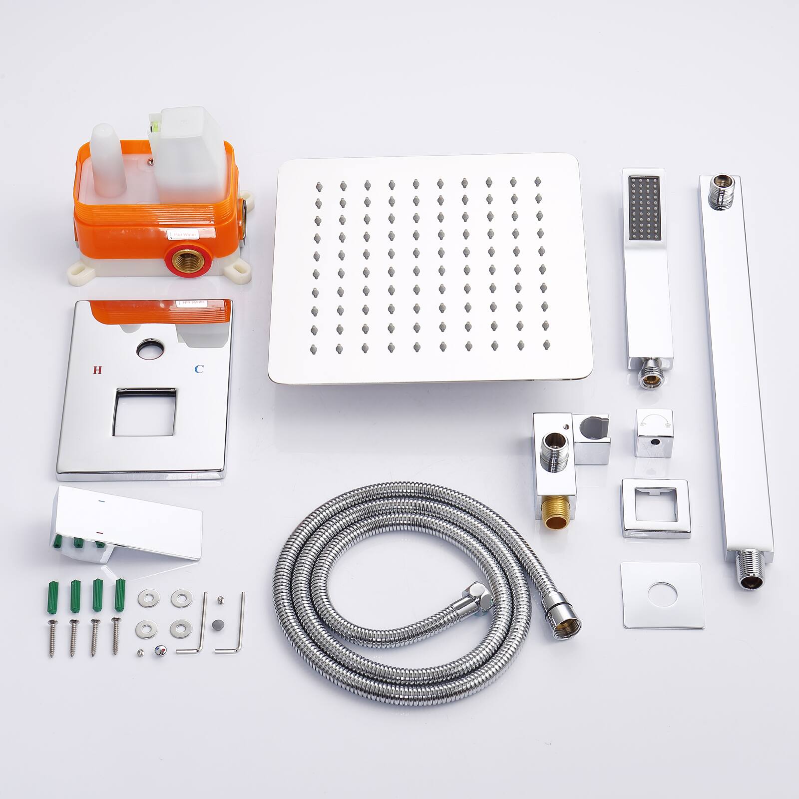 Alt View 5. DOMETOUR - Shower System Shower Faucet Combo Set Wall Mounted with 10" Rainfall Shower Head and Handheld Shower Faucet - Chrome.