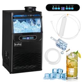Winado - 90LB/24h Built-In Commercial Ice Cube Maker Machines Frozen Drink Bar Catering with 2 Water Inlets,11lbs Storage Bin - Black