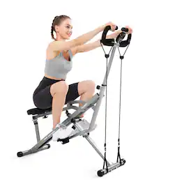 FLYBIRD - Squat Machine, Ride Rowing Machine for Glute Core Legs Cardio Exercise, 4 Adjustable Resistance Levels - Gray