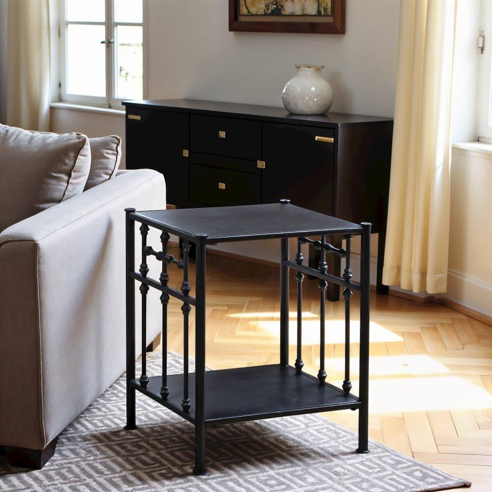 Back. Starlight Canyon Home - Black Metal Nightstand – Stylish Metal Side Table for Bedroom or Living Room - Black.