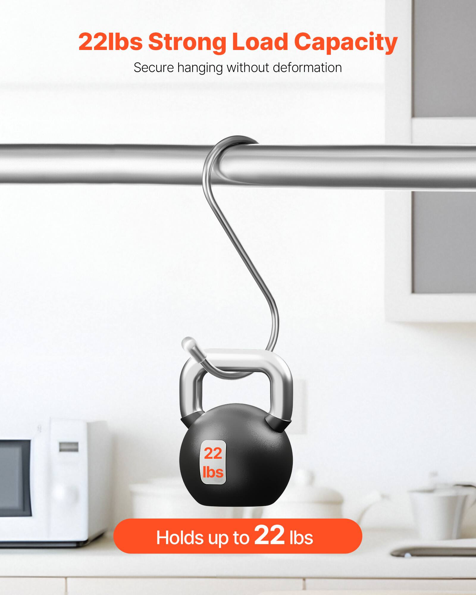 22lbs Strong Load Capacity  
Secure hanging without deformation  

Holds up to 22 lbs