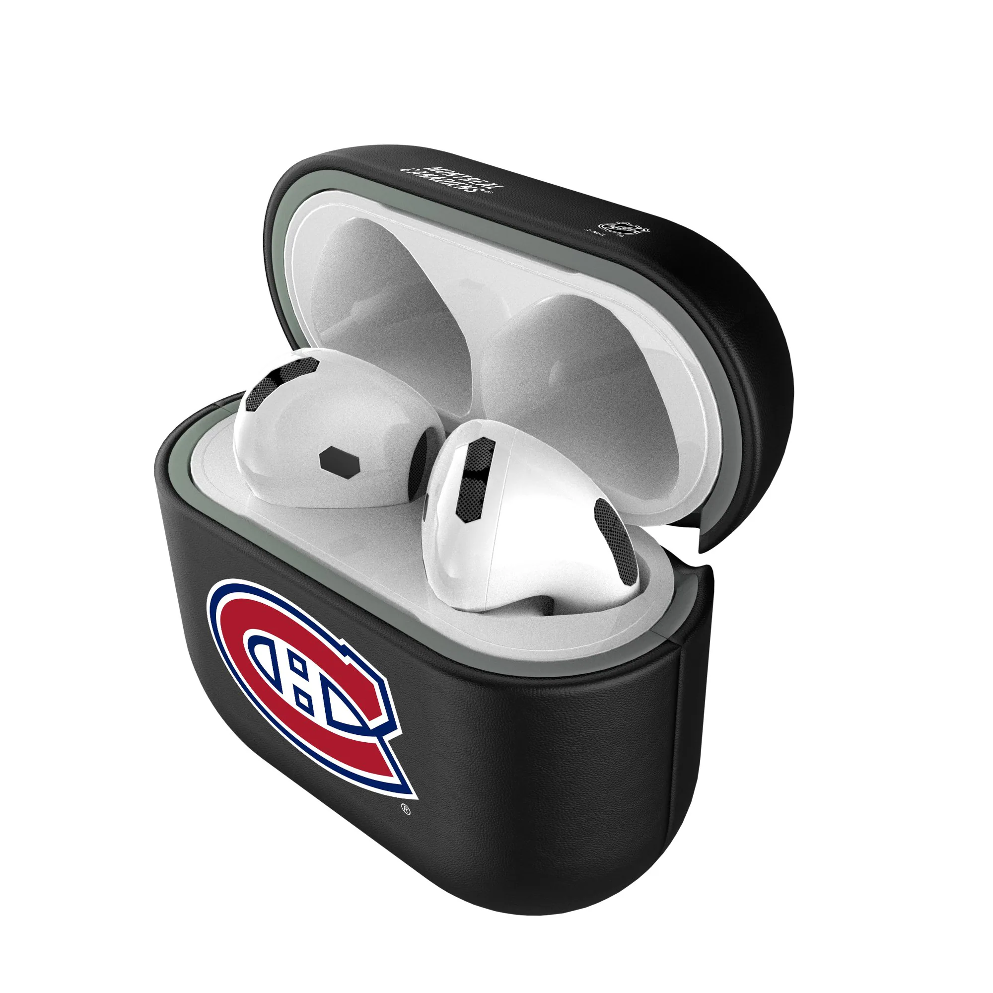 Alt View 3. Keyscaper - Montreal Canadiens Montreal Canadiens Insignia AirPods 4th Generation Case Cover - No Size - Black.