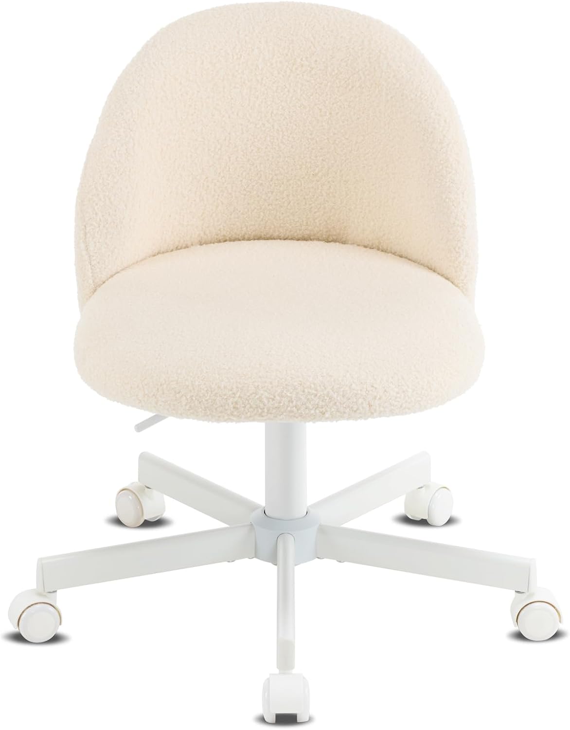 Alt View 8. Winado - Rolling Swivel Armless Vanity Computer Chair Comfy Small Office Chair with Wheels Lumbar Support for Home Office Bedroom - Creamy Beige.