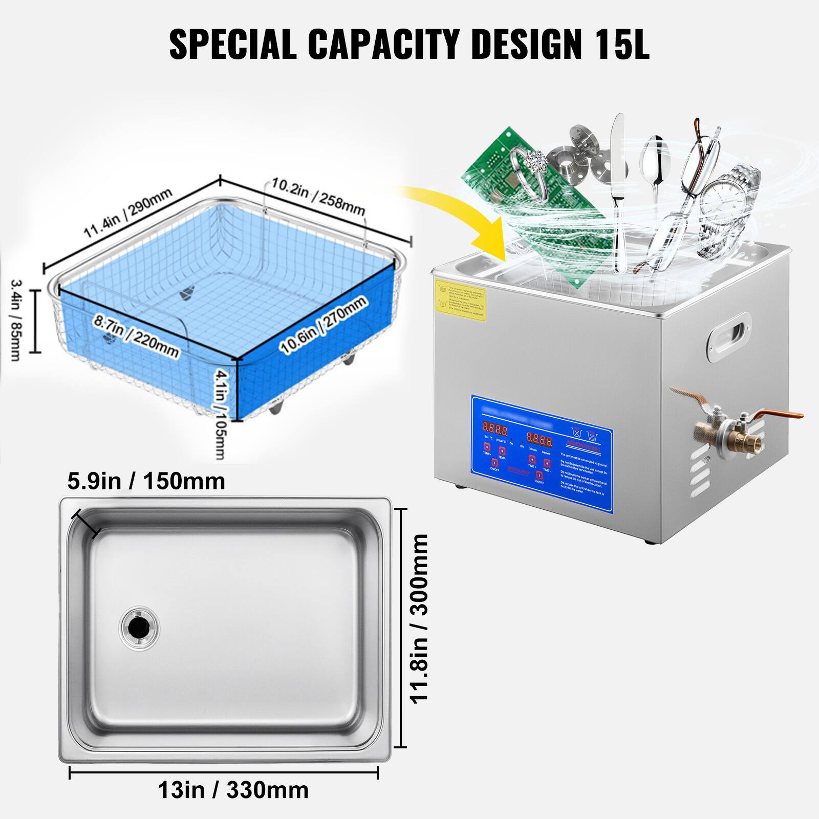SPECIAL CAPACITY DESIGN 15L

3.4in / 85mm

11.4in / 290mm

10.2in / 258mm

8.7in / 220mm

4.1in / 105mm

5.9in / 150mm

13in / 330mm

11.8in / 300mm