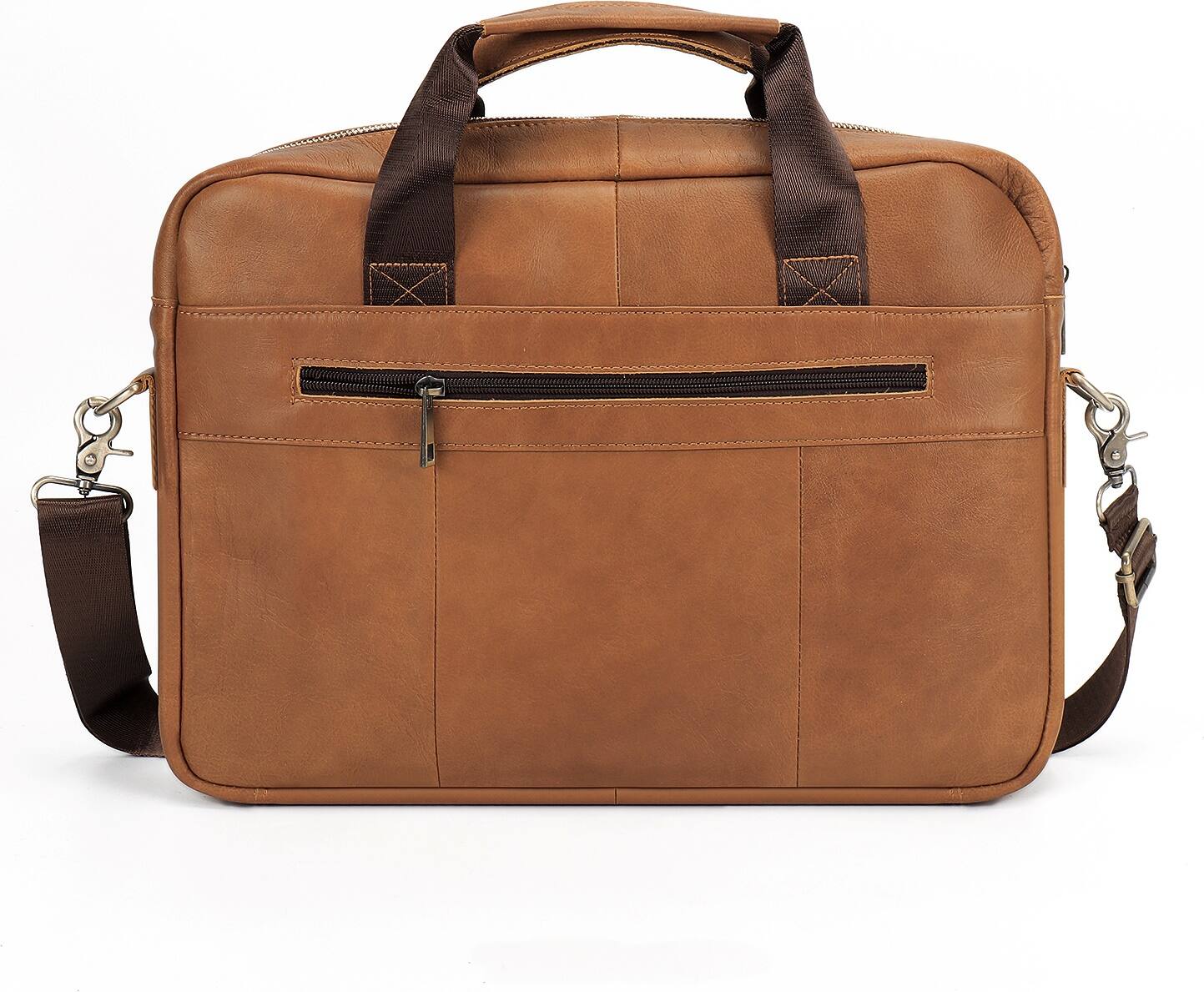 Back. SaharaCase - Briefcase fits up to 16" laptop - Saddle Brown.