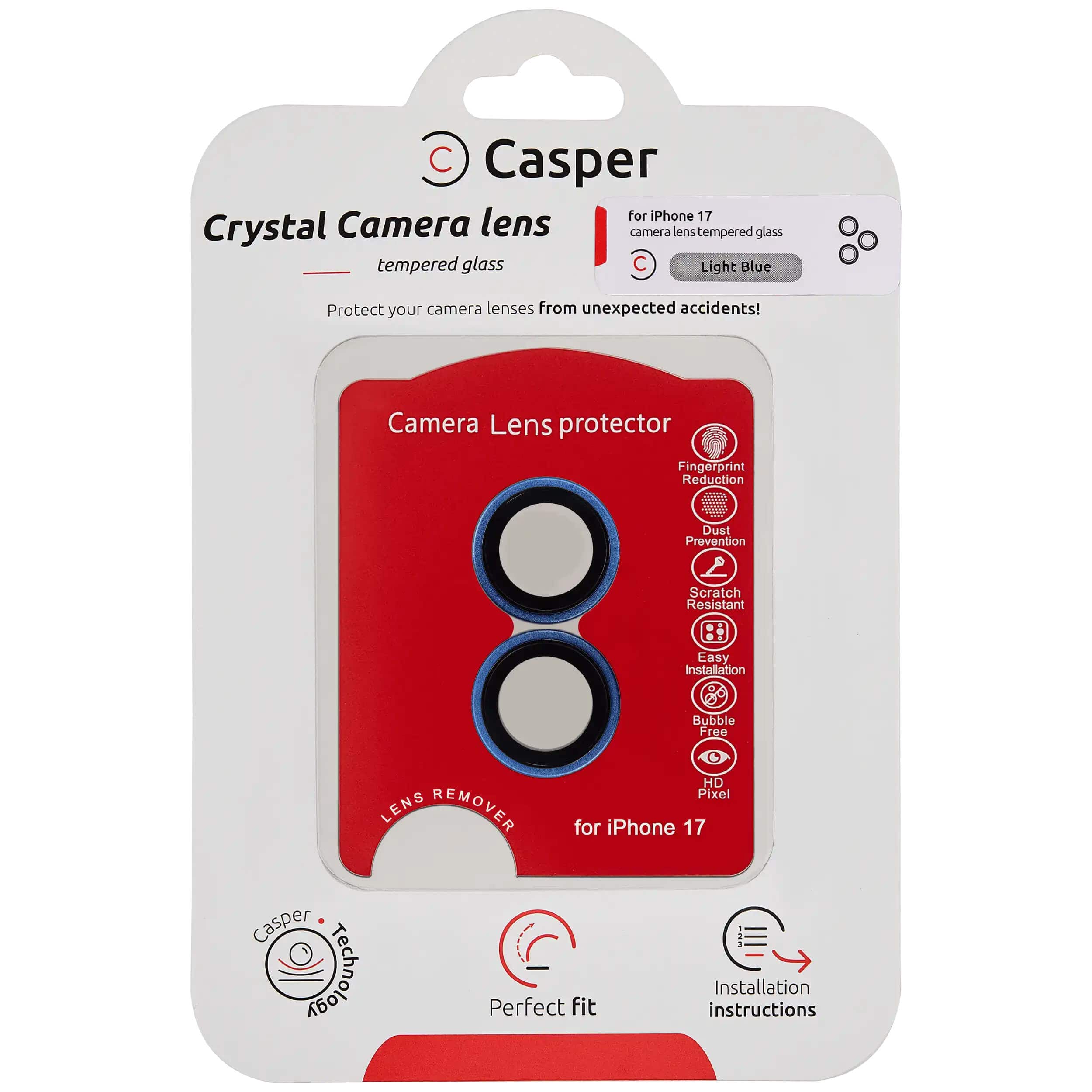 Casper - Camera Lens Protector (Clear) Compatible For iPhone 17 - Light Blue