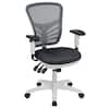 Front. Emma + Oliver - Mid-Back Mesh Triple Paddle Swivel Ergonomic Office Chair with Adjustable Arms - Dark Gray Mesh/White Frame.