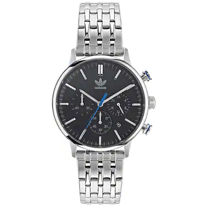 Front. adidas - Adidas Men's Originals Style Code One Chrono Black Dial Watch - AOSY22018 - Black.